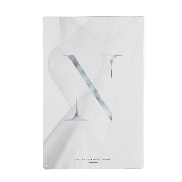 Metall Poster "SILBER LETTER COLLECTION | N" artboxONE - Schwarzweiß,Buchstaben,Buchstaben / N