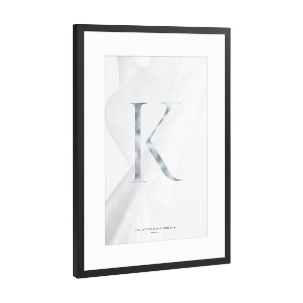Poster mit Rahmen Schwarz (Metallic) "SILBER LETTER COLLECTION | K" artboxONE - Schwarzweiß,Buchstaben,Buchstaben / K
