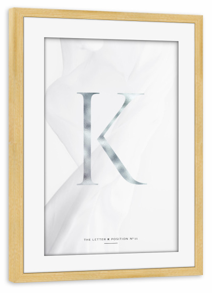 Poster mit Rahmen kiefer "SILBER LETTER COLLECTION | K" artboxONE - Schwarzweiß,Buchstaben,Buchstaben / K