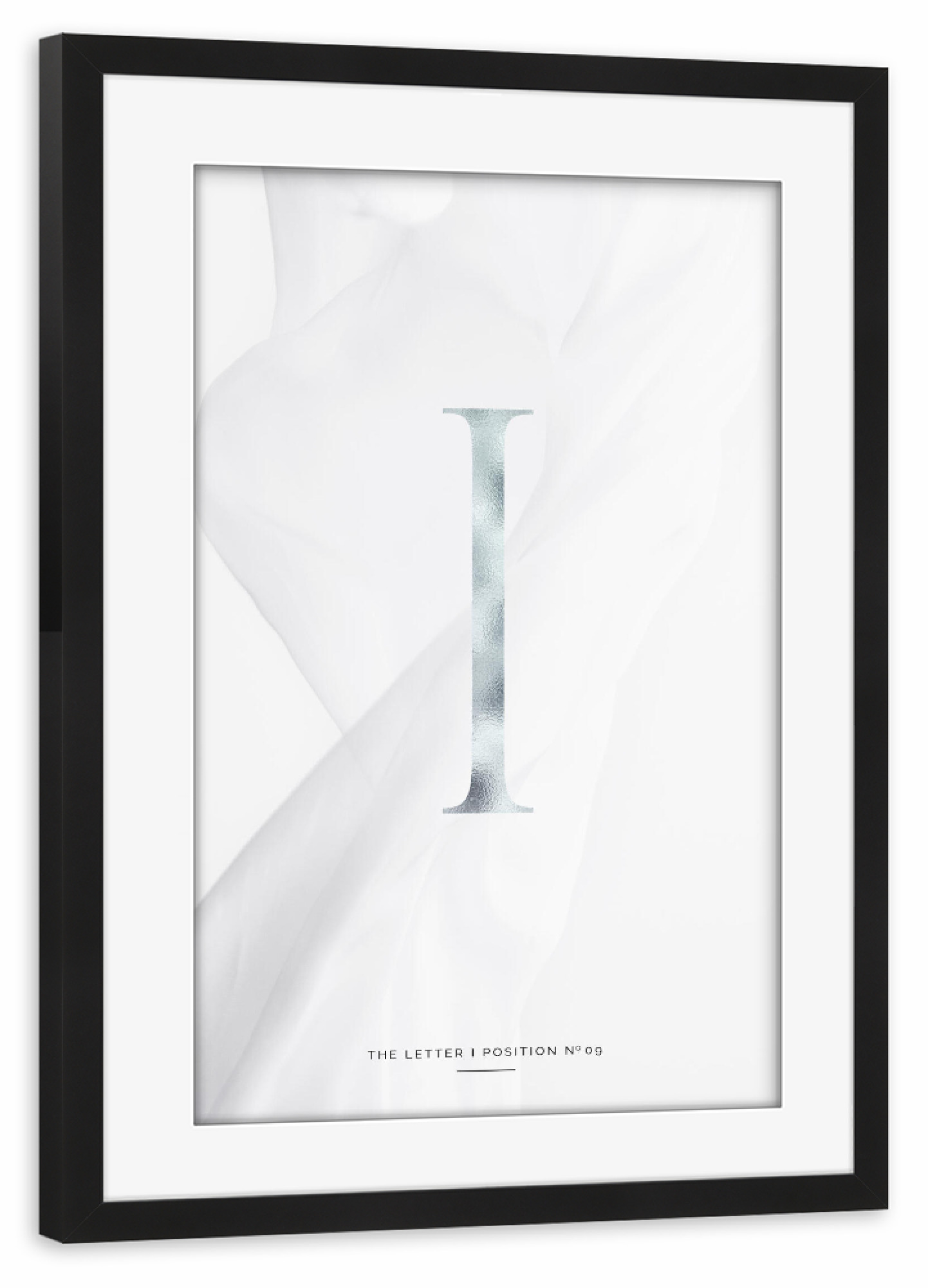 Poster mit Rahmen schwarz "SILBER LETTER COLLECTION | I" artboxONE - Schwarzweiß,Buchstaben,Buchstaben / I