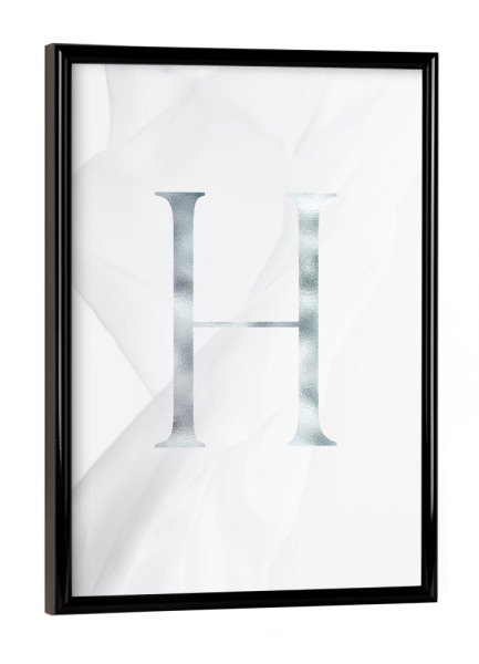Poster mit schwarzem Rahmen "SILBER LETTER COLLECTION | H" artboxONE - Schwarzweiß,Buchstaben,Buchstaben / H