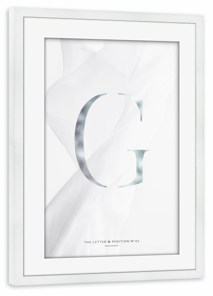 Poster mit Rahmen weiß "SILBER LETTER COLLECTION | G" artboxONE - Schwarzweiß,Buchstaben,Buchstaben / G