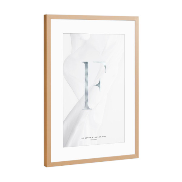 Poster mit Rahmen Kupfer "SILBER LETTER COLLECTION | F" artboxONE - Schwarzweiß,Buchstaben,Buchstaben / F
