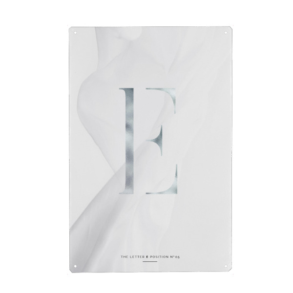 Metall Poster "SILBER LETTER COLLECTION | E" artboxONE - Schwarzweiß,Buchstaben,Buchstaben / E