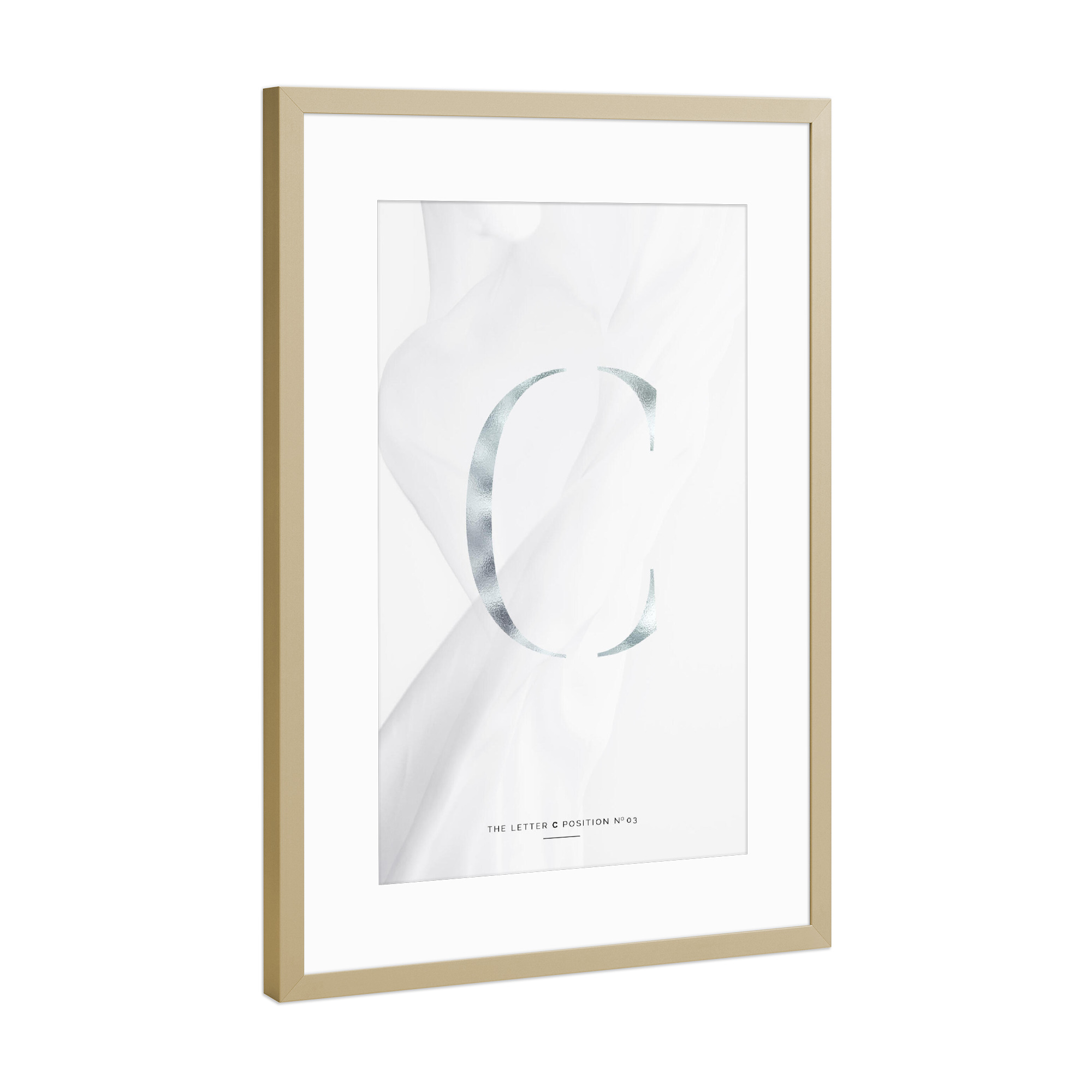 Poster mit Rahmen Gold "SILBER LETTER COLLECTION | C" artboxONE - Schwarzweiß,Buchstaben,Buchstaben / C