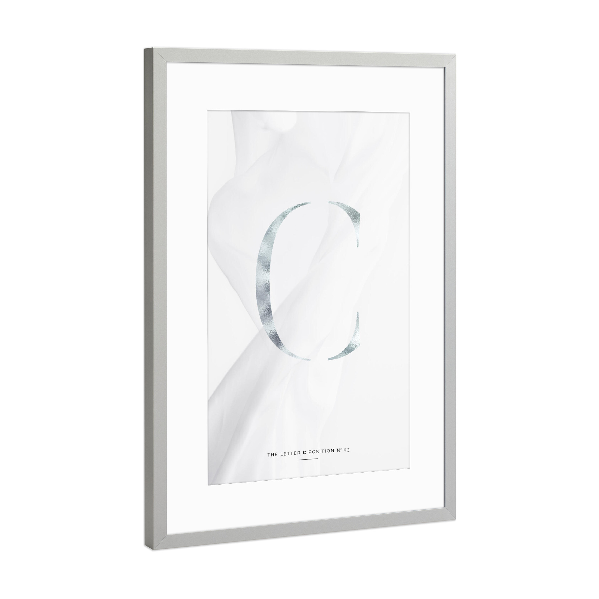 Poster mit Rahmen Silber "SILBER LETTER COLLECTION | C" artboxONE - Schwarzweiß,Buchstaben,Buchstaben / C