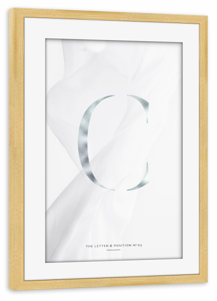 Poster mit Rahmen kiefer "SILBER LETTER COLLECTION | C" artboxONE - Schwarzweiß,Buchstaben,Buchstaben / C