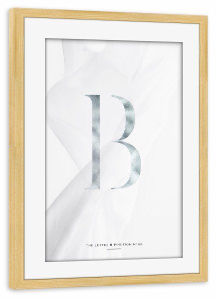 Poster mit Rahmen kiefer "SILBER LETTER COLLECTION | B" artboxONE - Schwarzweiß,Buchstaben,Buchstaben / B
