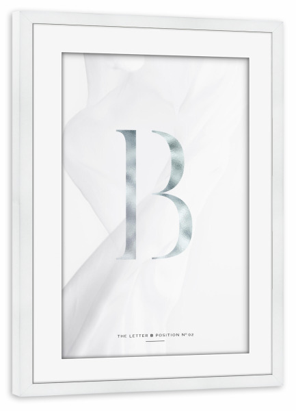 Poster mit Rahmen weiß "SILBER LETTER COLLECTION | B" artboxONE - Schwarzweiß,Buchstaben,Buchstaben / B
