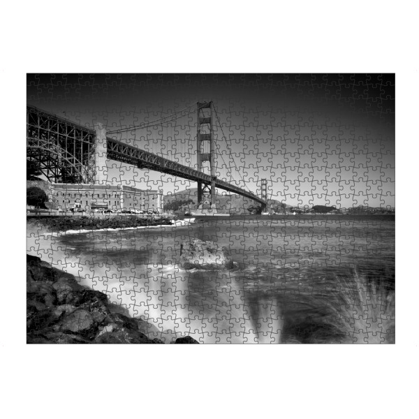 Puzzle Ravensburger "GOLDEN GATE BRIDGE Fort Point" artboxONE - Städte,Reise,Schwarzweiß,Architektur,Reise / Länder,Städte / San Francisco