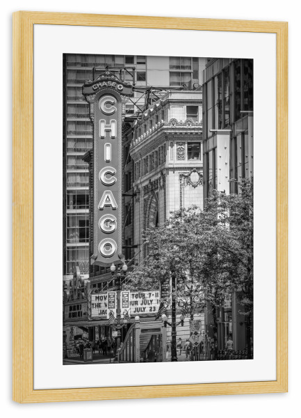 Poster mit Rahmen kiefer "CHICAGO State Street" artboxONE - Städte,Reise,Schwarzweiß,Architektur,Städte / Chicago,Reise / Länder
