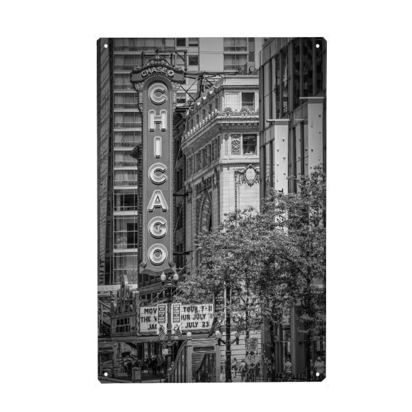 Holzbild "CHICAGO State Street" artboxONE - Städte,Reise,Schwarzweiß,Architektur,Städte / Chicago,Reise / Länder