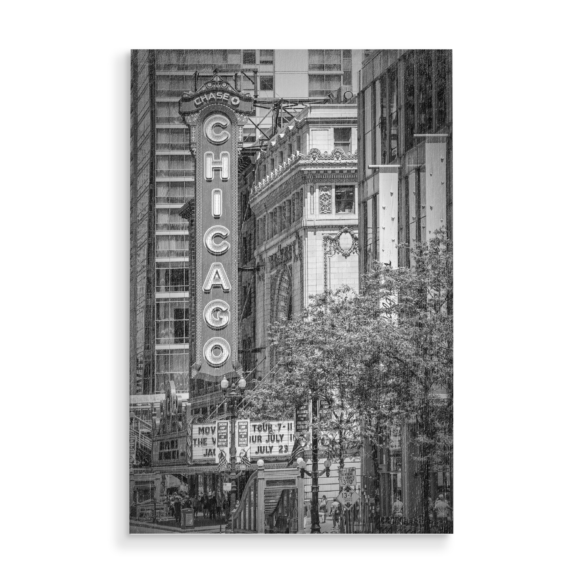 Holzbild "CHICAGO State Street" artboxONE - Städte,Reise,Schwarzweiß,Architektur,Städte / Chicago,Reise / Länder