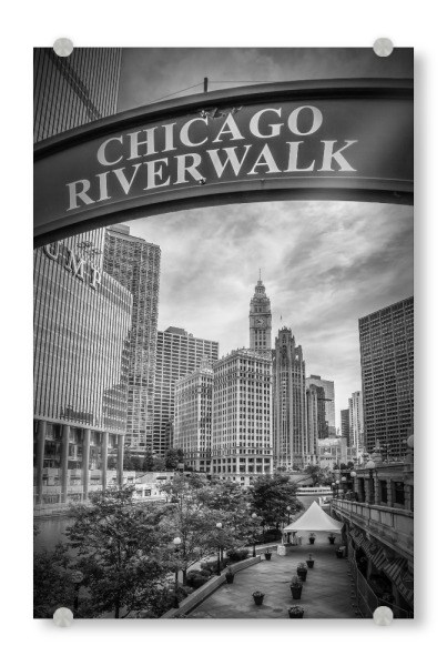Acrylglasbild "CHICAGO Riverwalk" artboxONE - Städte,Reise,Schwarzweiß,Architektur,Städte / Chicago,Reise / Länder