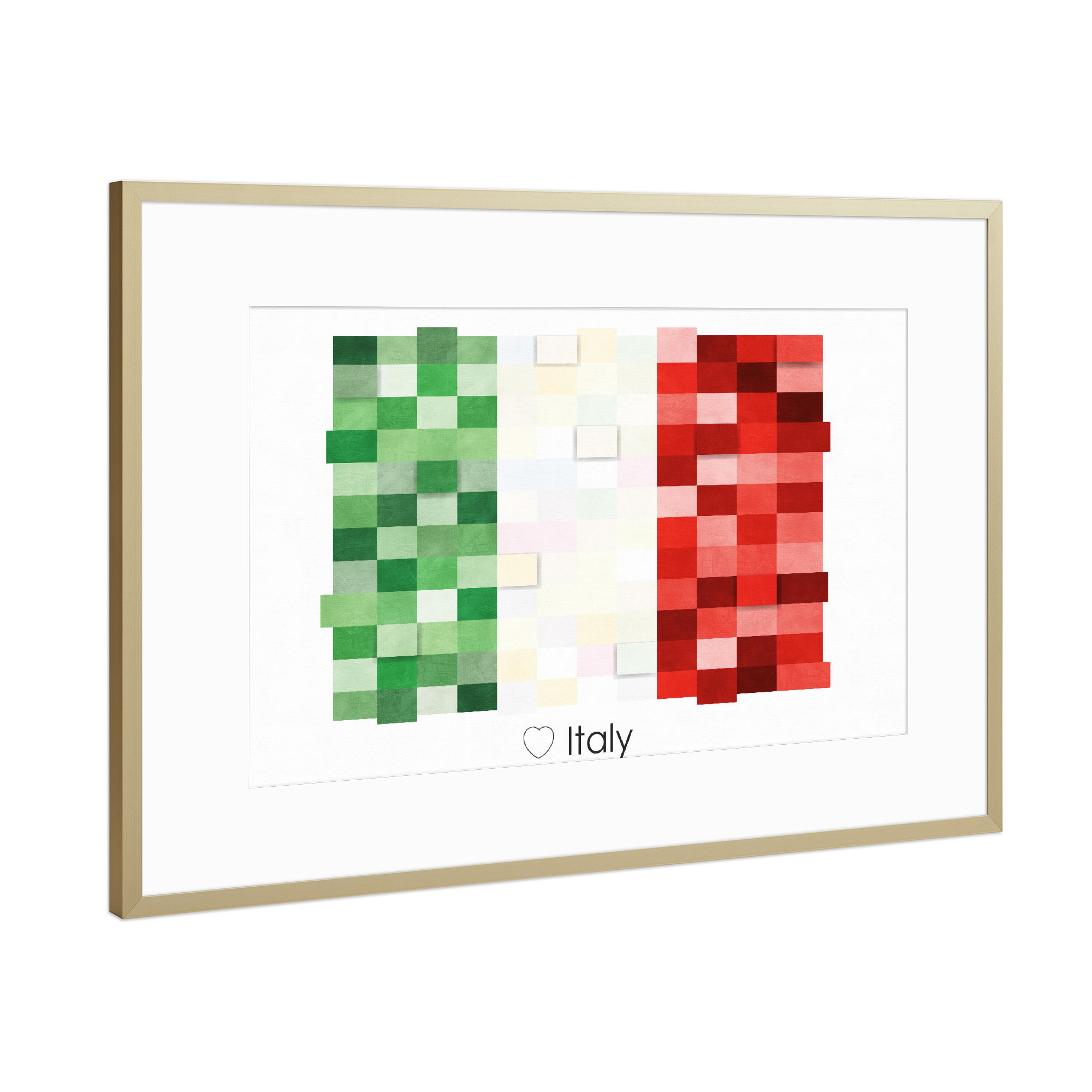 Poster mit Rahmen Gold "Italy Flag" artboxONE - Reise,Reise / Länder