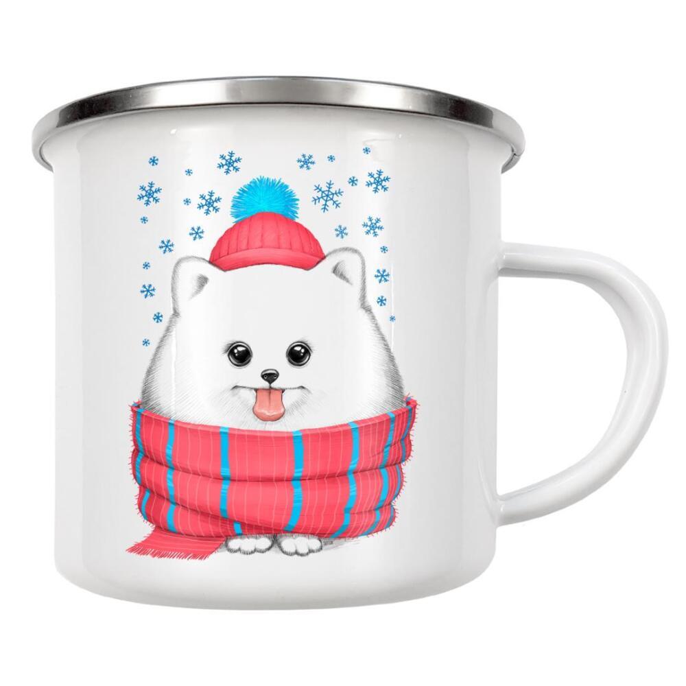 Emaille Tasse "Winter dog" artboxONE - Natur,Tiere,Fashion