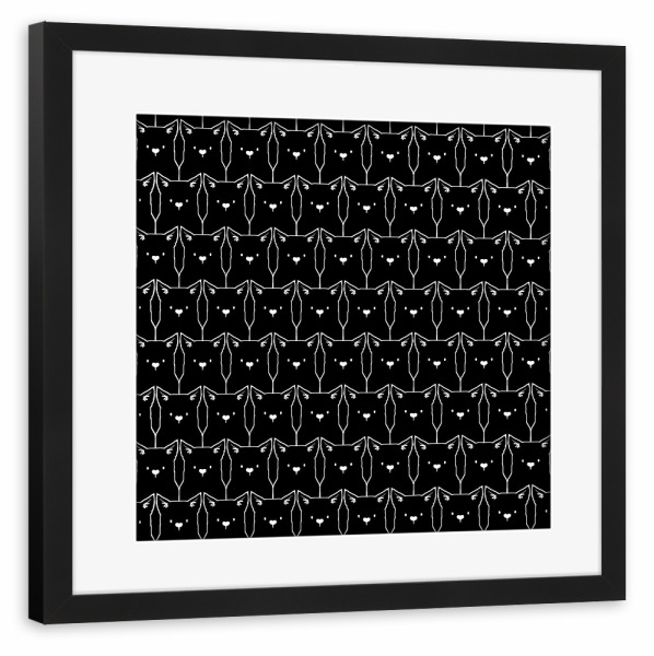Poster mit Rahmen schwarz "Cats Cats Cats" artboxONE - Tiere - Katzen,Muster,Kätzchen,Miezekatze,Tiere,Lustig,Tobias fonseca,Tobe fonseca
