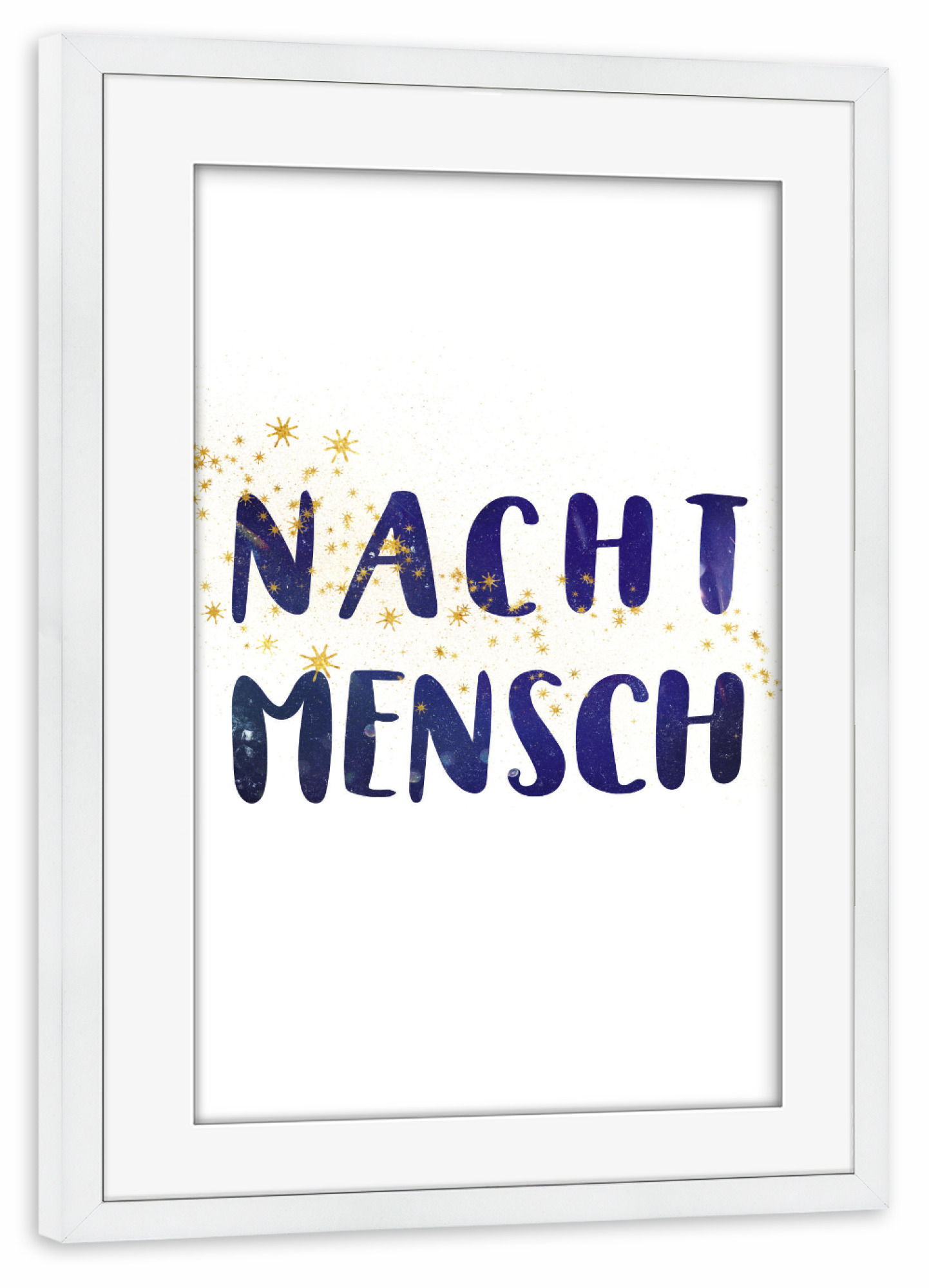 Poster mit Rahmen weiß "Nachtmensch" artboxONE - Typografie,Natur,Menschen