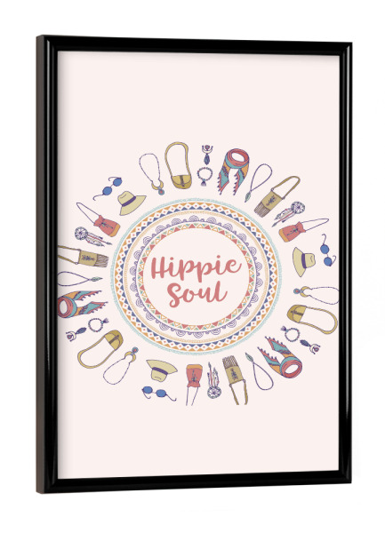 Poster mit schwarzem Rahmen "Hippie Soul" artboxONE - Typografie,Menschen,Reise / Strand und Meer
