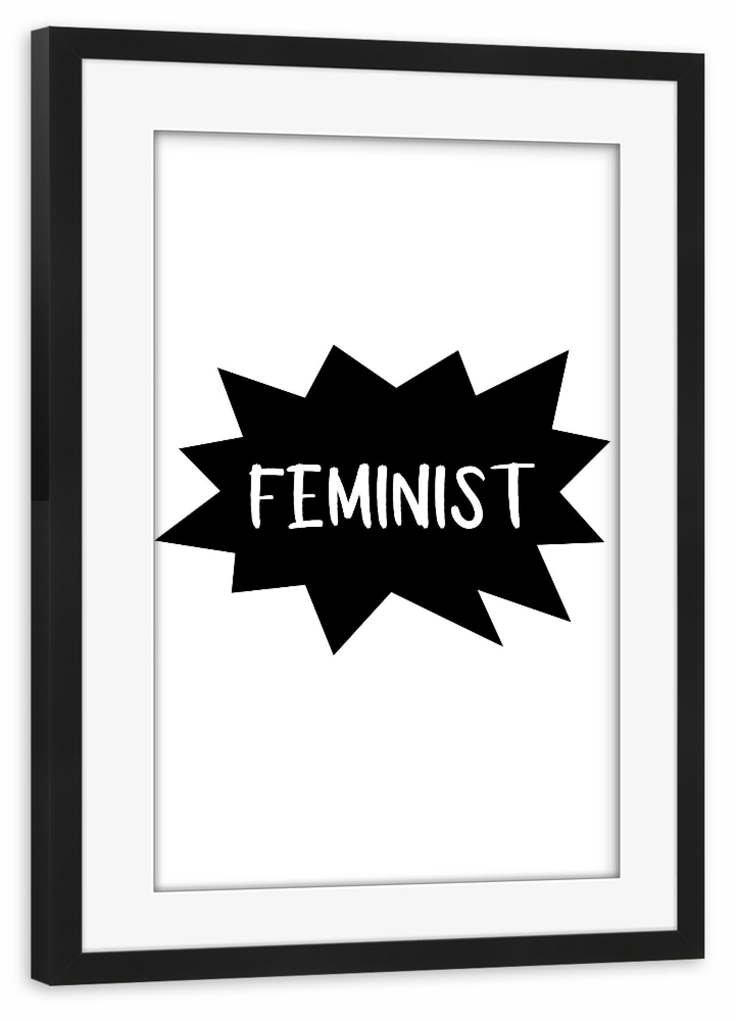 Poster mit Rahmen schwarz "Feminist" artboxONE - Typografie,Menschen,Schwarzweiß,Liebe