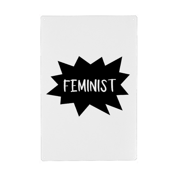 Metall Poster "Feminist" artboxONE - Typografie,Menschen,Schwarzweiß,Liebe - Frau,Mädchen,Frauenbewegung,Feminismus,Stern,Knall,Unterstüzung,Mädels