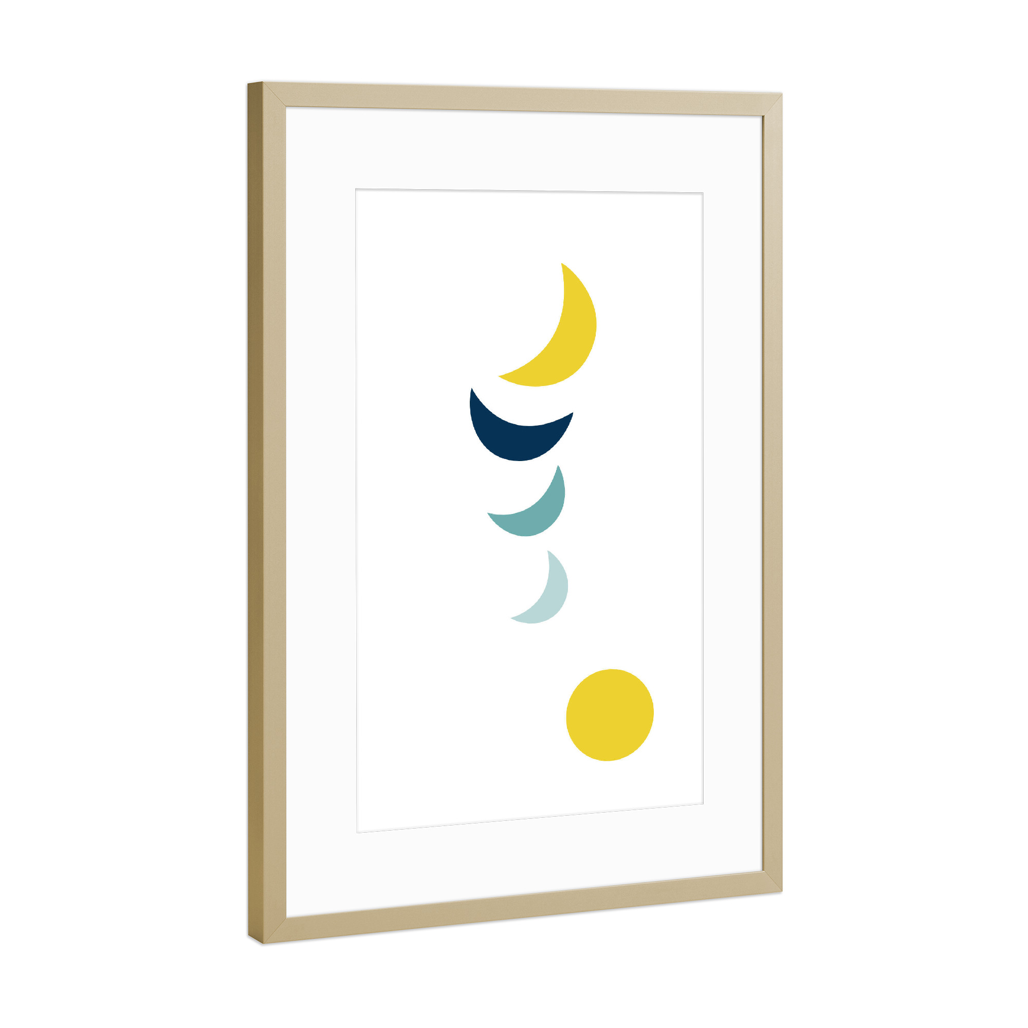 Poster mit Rahmen Gold "Over the moon" artboxONE - Natur - Mond,Mondphasen,Moon,Sichel,Vollmond,Nacht