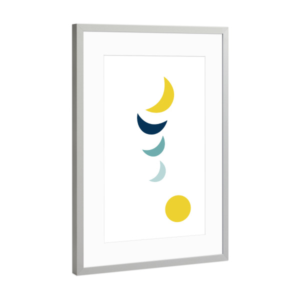 Poster mit Rahmen Silber "Over the moon" artboxONE - Natur - Mond,Mondphasen,Moon,Sichel,Vollmond,Nacht