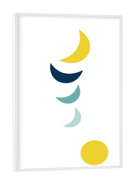 Poster mit weißem Rahmen "Over the moon" artboxONE - Natur - Mond,Mondphasen,Moon,Sichel,Vollmond,Nacht
