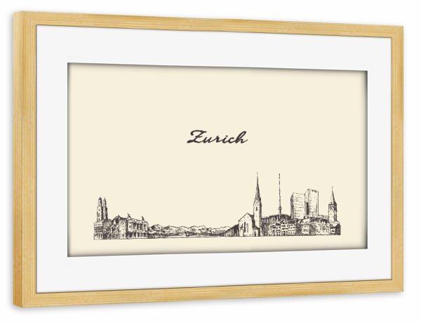 Poster mit Rahmen kiefer "Zürich" artboxONE - Städte / Zürich