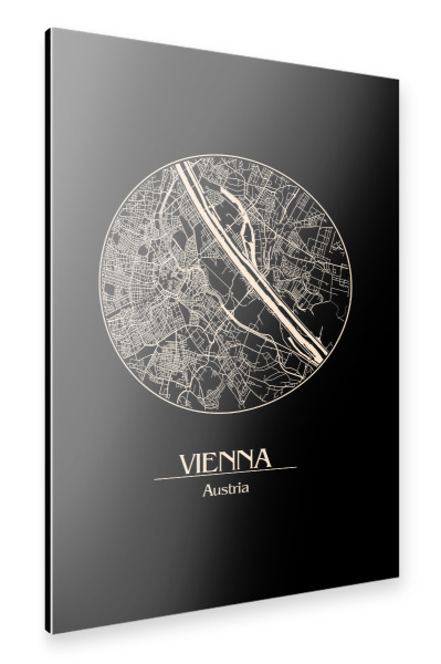 Alu-Dibond "Retro Map Vienna Austria" 30x20 cm artboxONE