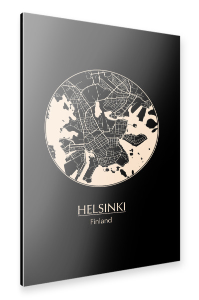 Alu-Dibond "Retro Map of Helsinki Finland" 30x20 cm artboxONE