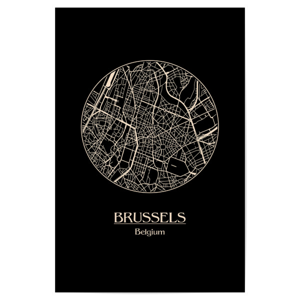 Poster 30x20 cm "Retro Map of Brussels Belgiuim" artboxONE - Städte,Reise,Schwarzweiß,Städte / Weitere