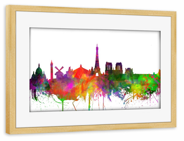 Poster mit Rahmen kiefer "Paris city skyline watercolor" artboxONE - Städte,Städte / Paris - Paris,Paris skyline,Skyline