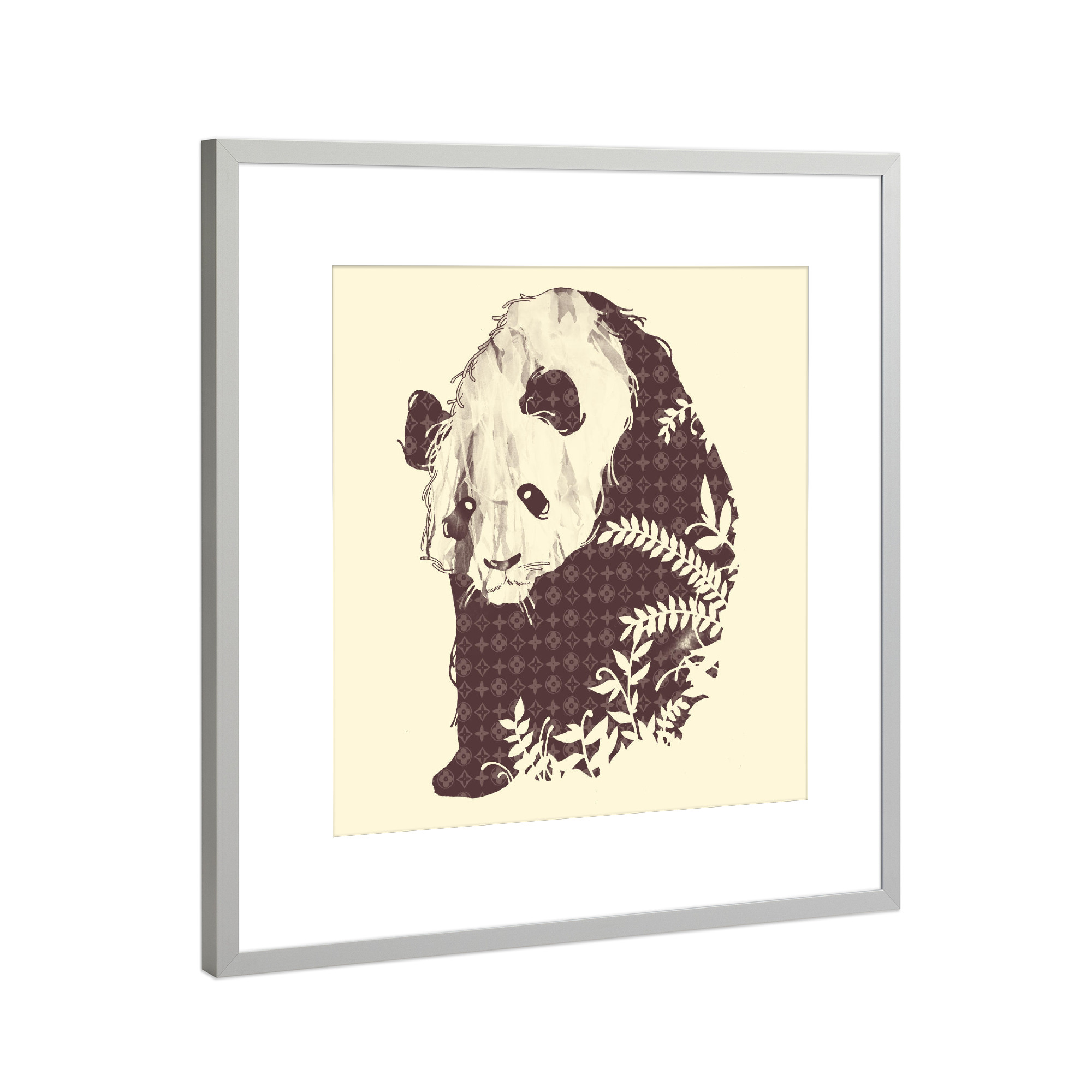 Poster mit Rahmen Silber "Brand New Panda" artboxONE - Natur