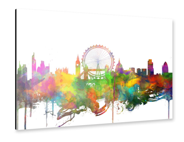 Alu-Dibond "London colorful city skyline" 30x20 cm artboxONE