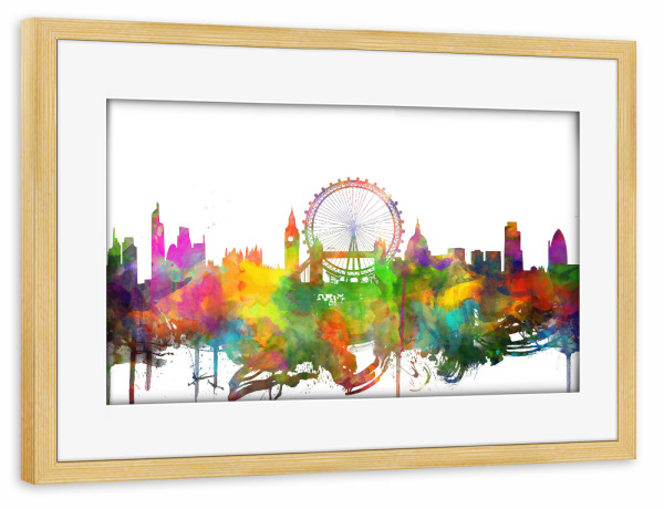 Poster mit Rahmen kiefer "London colorful city skyline" artboxONE - Städte,Städte / London - London,Skyline,England,Uk