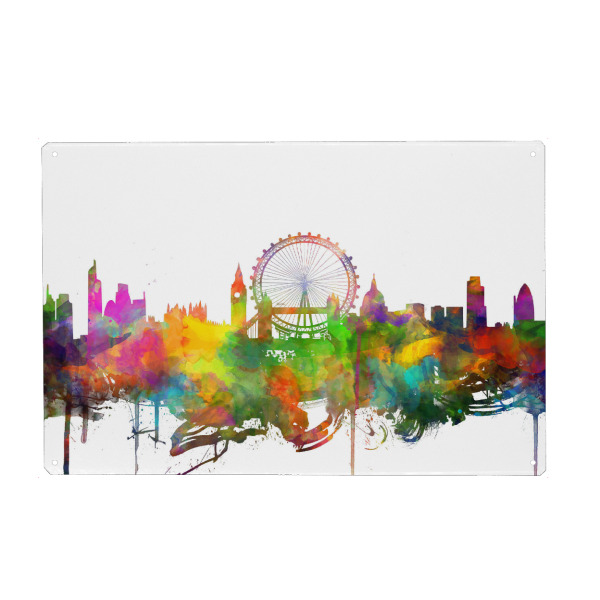 Holzbild "London colorful city skyline" artboxONE - Städte,Städte / London - London,Skyline,England,Uk