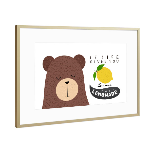 Poster mit Rahmen Gold "If life gives you lemons" artboxONE - Für Kinder,Tiere