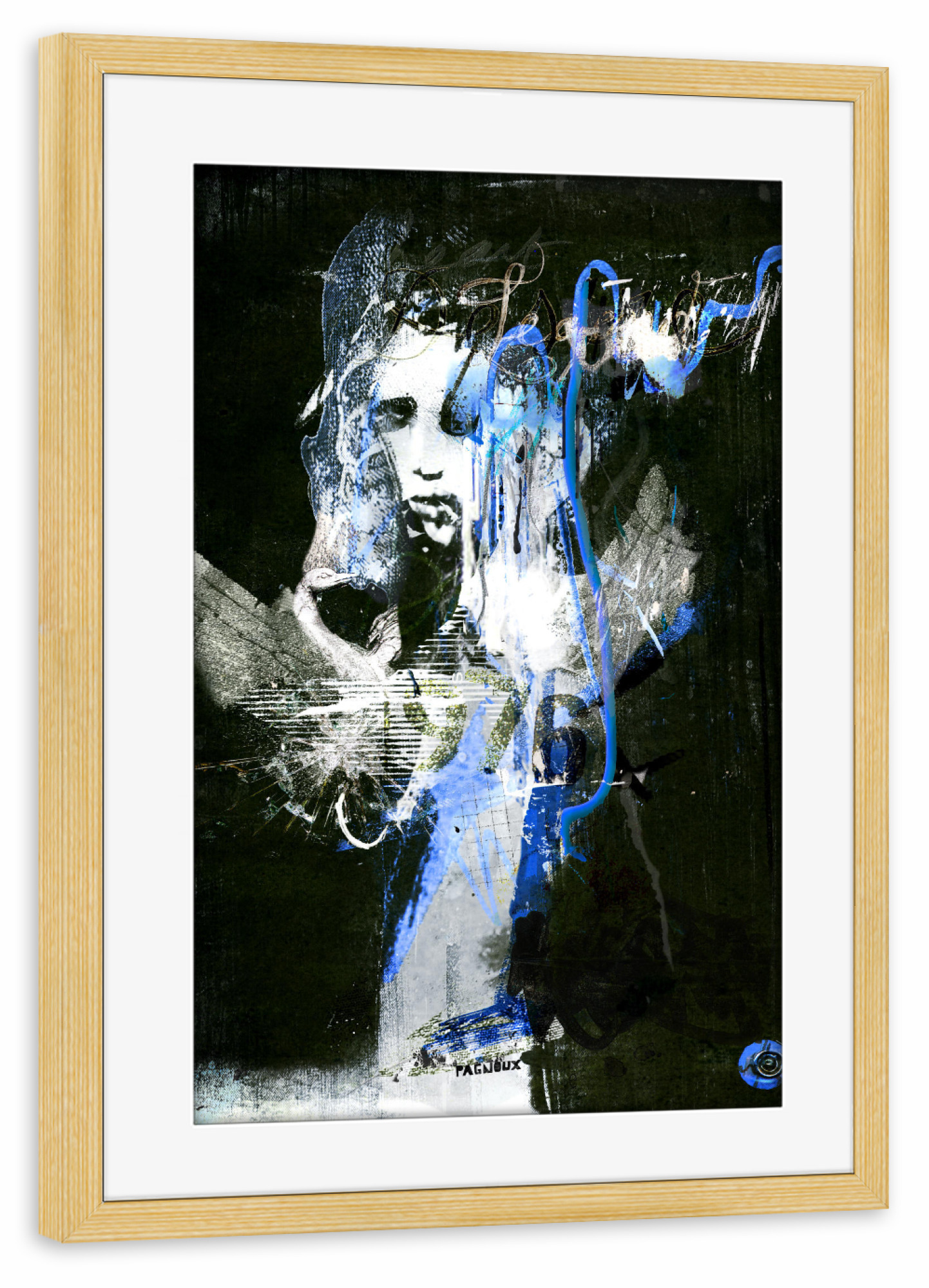 Poster mit Rahmen kiefer "76" artboxONE - Fashion - Fashion,Illustration,Painting,Drawing,Mixed,Media digital,Collages,Artwork,Typography,Wings
