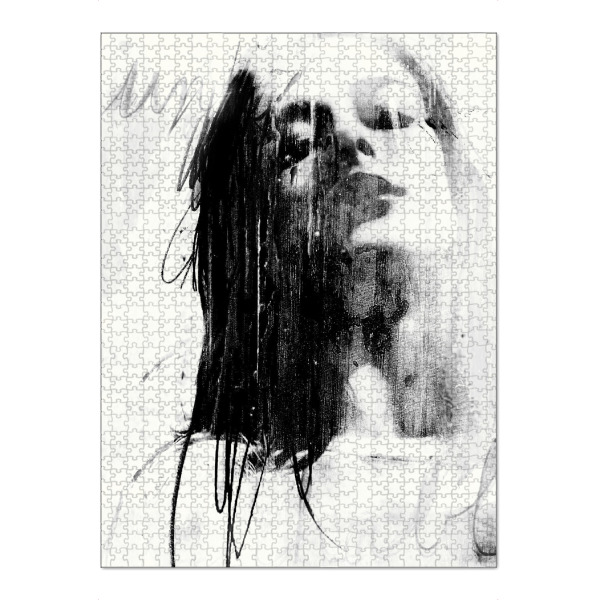 Puzzle Ravensburger "Untouchable" artboxONE - Fashion - Illustration,Foto,Collage,Mode,Gesicht,Porträt,Schwarzweiss,Reißen,Malen,Unberührbar