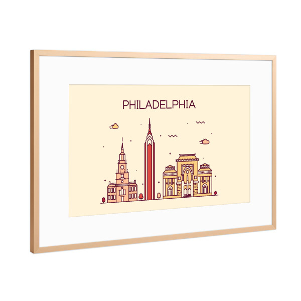 Poster mit Rahmen Kupfer "Philadelphia" artboxONE - Städte,Architektur
