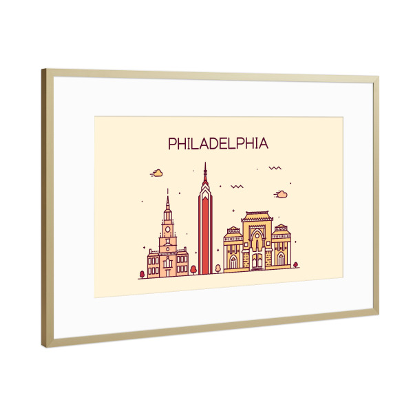 Poster mit Rahmen Gold "Philadelphia" artboxONE - Städte,Architektur