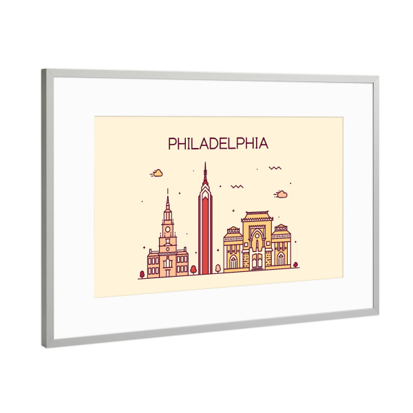 Poster mit Rahmen Silber "Philadelphia" artboxONE - Städte,Architektur