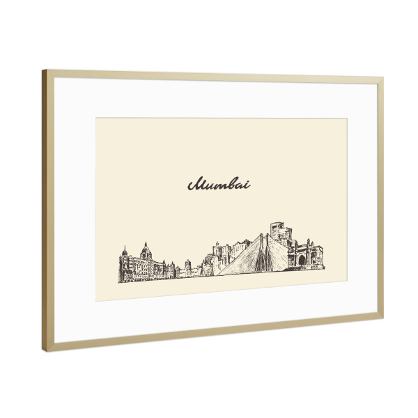 Poster mit Rahmen Gold "Mumbai 2" artboxONE - Städte,Architektur