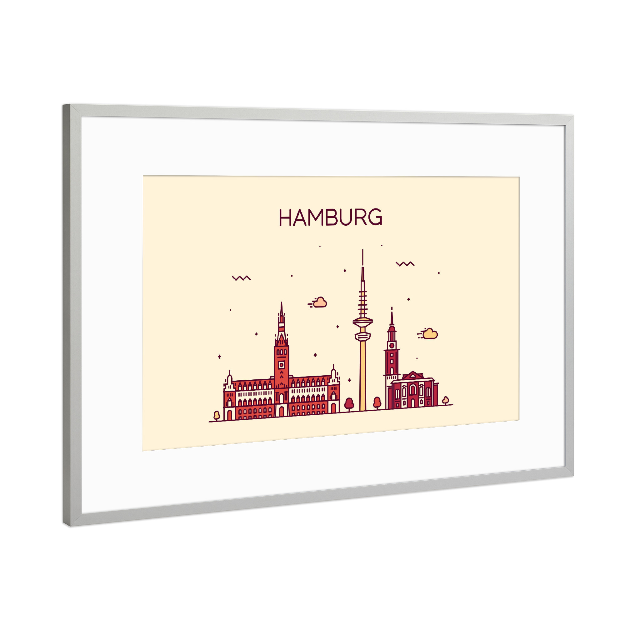 Poster mit Rahmen Silber "Hamburg 7" artboxONE - Städte,Städte / Hamburg,Architektur