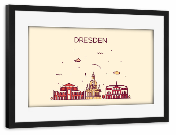 Poster mit Rahmen schwarz "Dresden" artboxONE - Städte,Architektur,Städte / Dresden