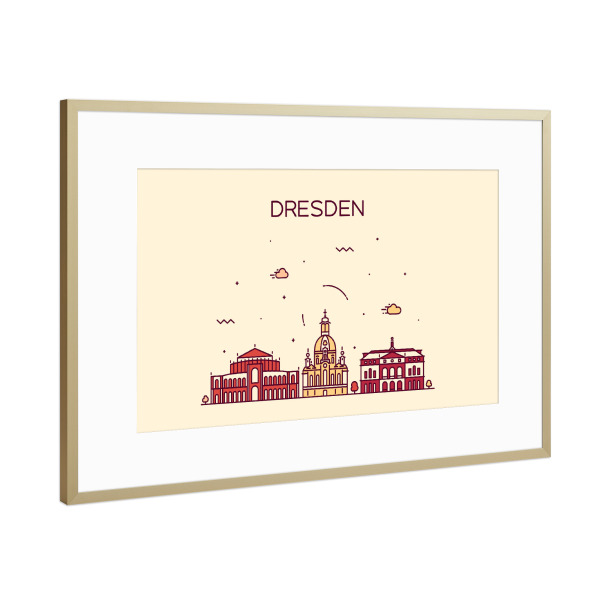 Poster mit Rahmen Gold "Dresden" artboxONE - Städte,Architektur,Städte / Dresden