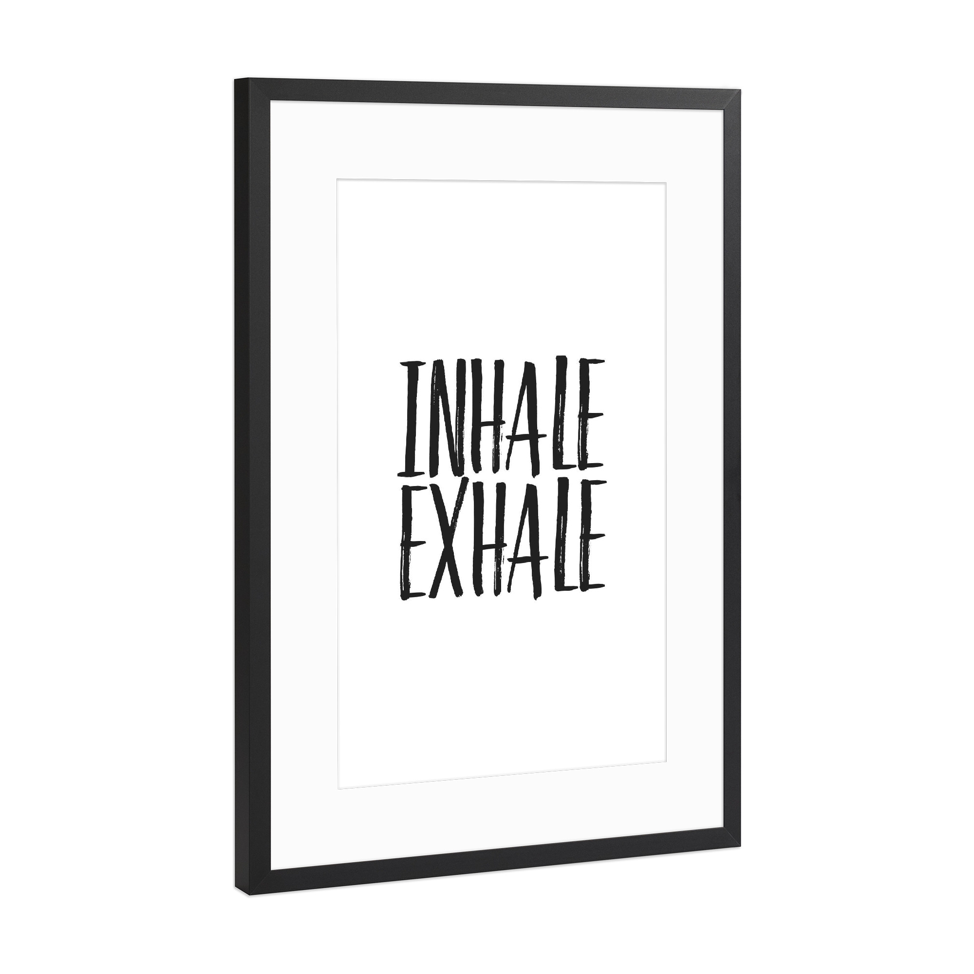Poster mit Rahmen Schwarz (Metallic) "Inhale Exhale 2" artboxONE - Typografie,Schwarzweiß