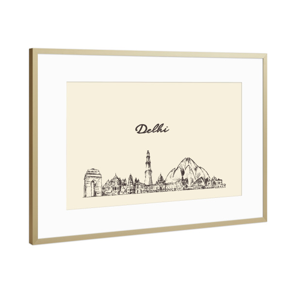Poster mit Rahmen Gold "New Delhi 2" artboxONE - Städte,Architektur