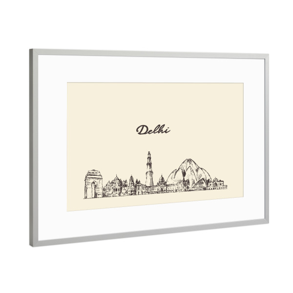 Poster mit Rahmen Silber "New Delhi 2" artboxONE - Städte,Architektur